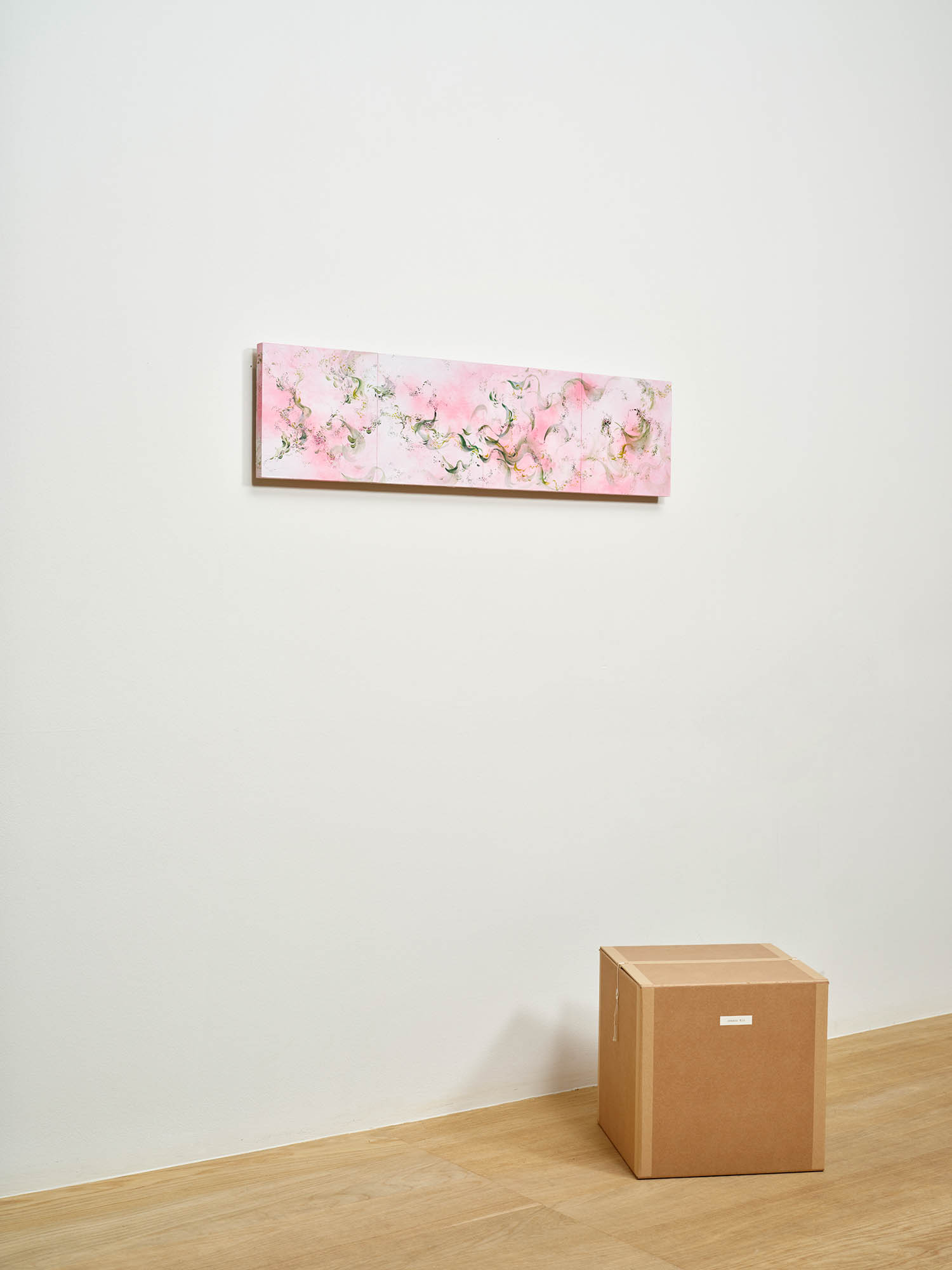 Jeesoo Kim, *To Become Forest*, 2026, Acrylic on plywood panel, 25 × 100 cm.