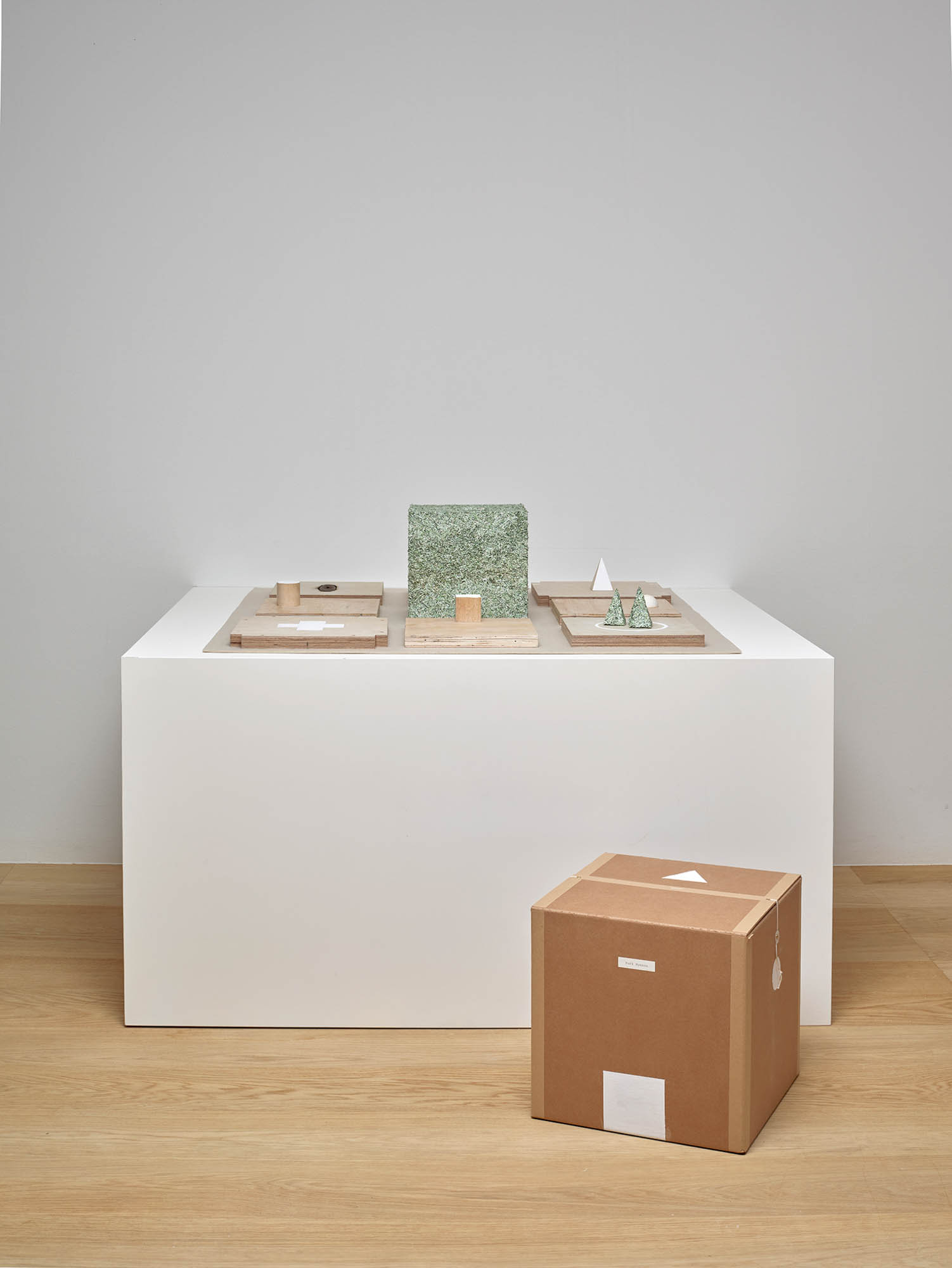 Park Hyesoo, *Yeongkkeul: Sealed House*, 2026, Shredded banknotes (10,000 won notes), plywood panel, 89 × 89 × 25 cm.