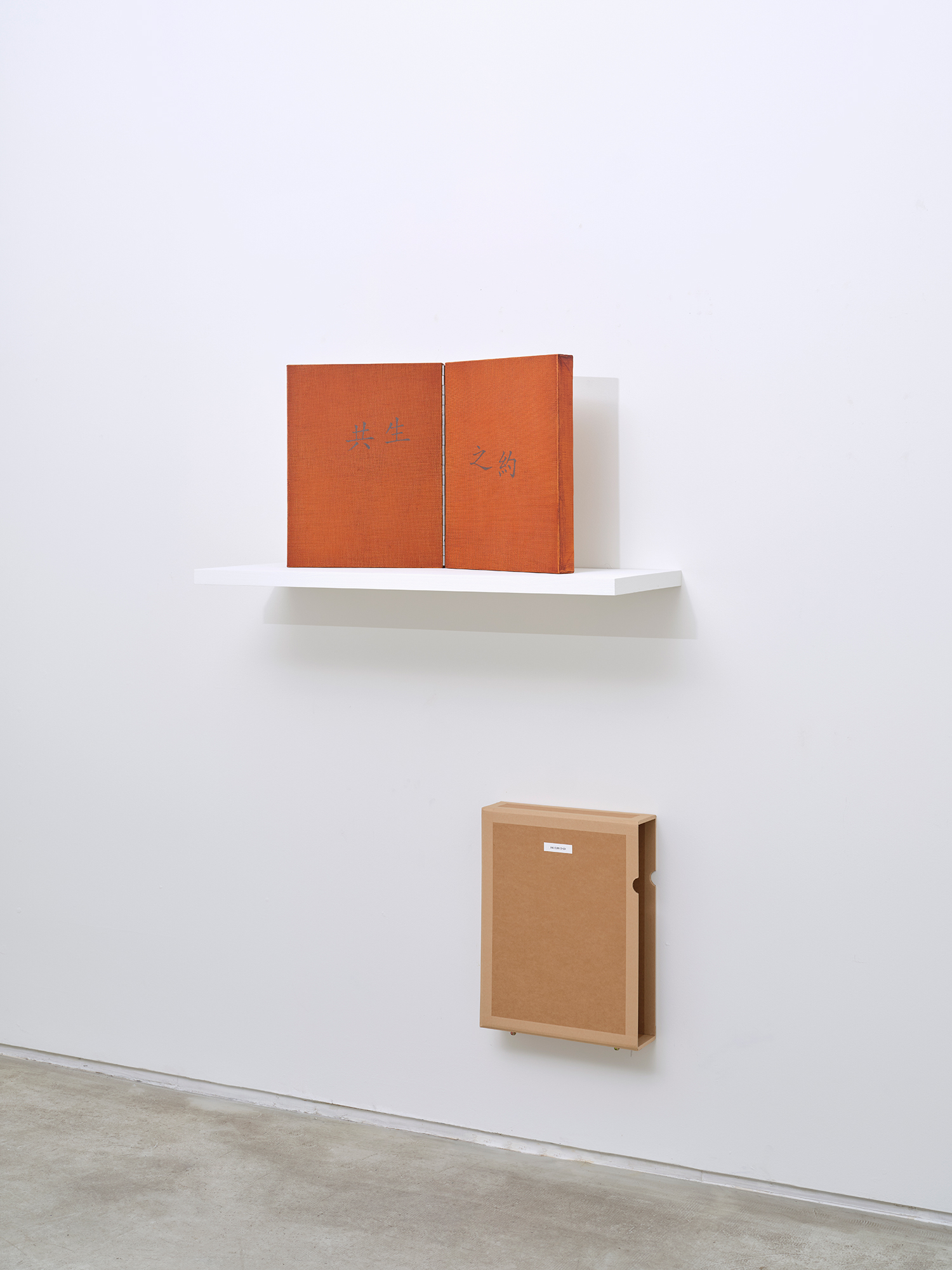 Jae-Eun Choi, *Being-with*, 2025, natural dyes and charcoal on canvas, 41 × 32 cm each, diptych, box: 43.5(h) × 33.5 × 10 cm